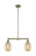 Innovations Lighting 209-AB-G208-6 - Beacon - 2 Light - 23 inch - Antique Brass - Stem Hung - Adjustable Island Light