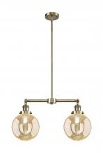 Innovations Lighting 209-AB-G208-8 - Beacon - 2 Light - 25 inch - Antique Brass - Stem Hung - Adjustable Island Light