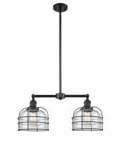 Innovations Lighting 209-BK-G72-CE - Bell Cage - 2 Light - 24 inch - Matte Black - Stem Hung - Adjustable Island Light