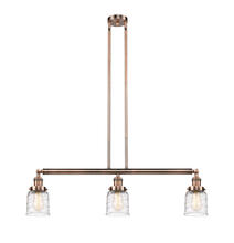 Innovations Lighting 213-AC-G513 - Bell - 3 Light - 38 inch - Antique Copper - Stem Hung - Adjustable Island Light
