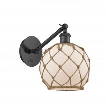 Innovations Lighting 317-1W-BK-G121-8RB - Farmhouse Rope - 1 Light - 8 inch - Matte Black - Adjustable Sconce