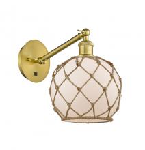 Innovations Lighting 317-1W-SG-G121-8RB - Farmhouse Rope - 1 Light - 8 inch - Satin Gold - Adjustable Sconce