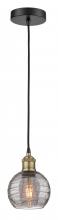 Innovations Lighting 616-1P-BAB-G1213-6SM - Athens Deco Swirl - 1 Light - 6 inch - Black Antique Brass - Cord hung - Mini Pendant