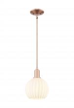 Innovations Lighting 716-1S-AC-G1217-8WV - White Venetian - 1 Light - 8 inch - Antique Copper - Stem hung - Mini Pendant