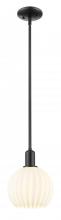 Innovations Lighting 716-1S-BK-G1217-8WV - White Venetian - 1 Light - 8 inch - Matte Black - Stem hung - Mini Pendant